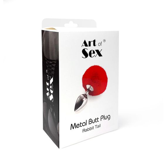 Металлическая анальная пробка М Art of Sex - Metal Butt plug Rabbit Tail, Белый | Зображення 3