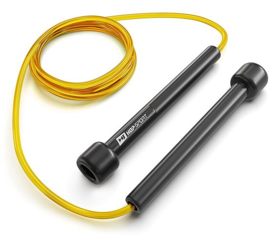Скакалка Hop-Sport Crossfit NEW з пластиковими ручками HS-P025JR жовта | Зображення 1