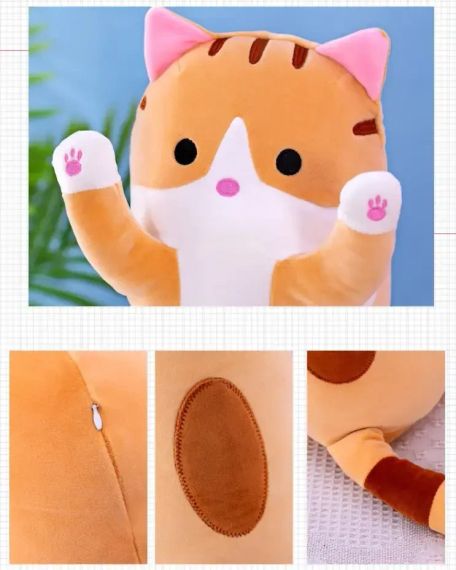 М'яка Іграшка Кіт Довгий 50см Подушка Обнімашка коричневий | Зображення 8