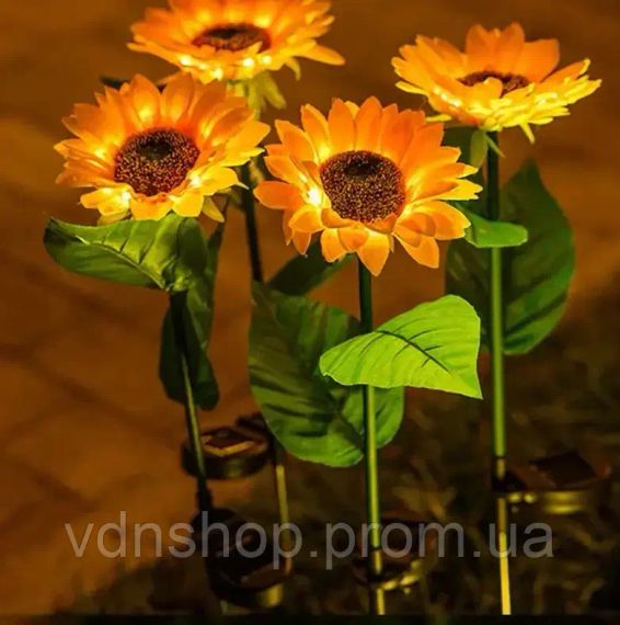 Садовий світильник на сонячній батареї Соняшник, 75 см, Теплий білий / Газовий світлодіодний ліхтар