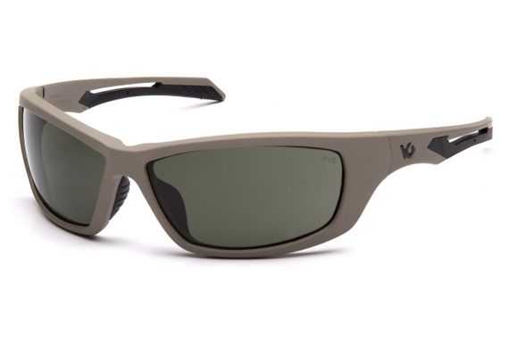 Окуляри захисні Venture Gear Tactical Howitzer Tan (forest gray) Anti-Fog, чорно-зелені в пісочній оправі