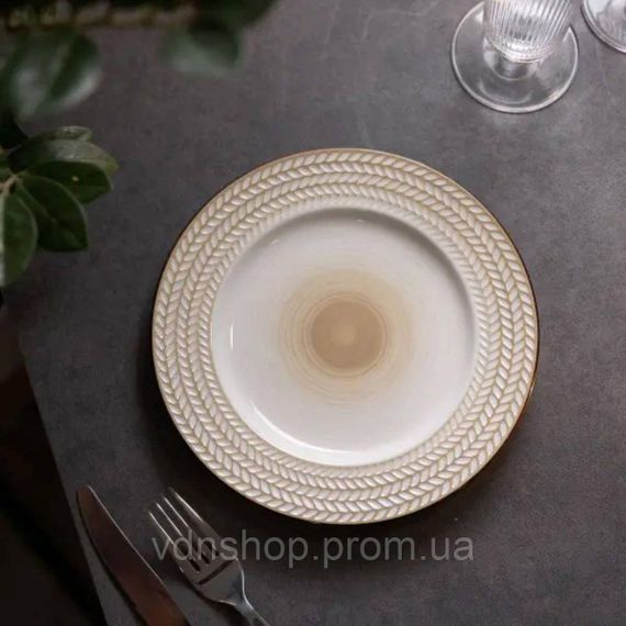 Тарелка десертная круглая 20.5 см плоская фарфоровая HP23390 | Зображення 1