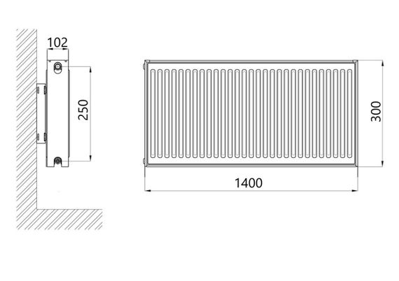 Радіатор сталевий Thermo Alliance IMAS 22 тип 300x1400 мм нижнє підключення (TAI223001400V) | Зображення 1