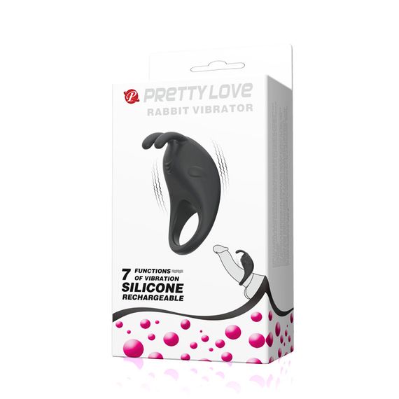 Ерекційне віброкільце Pretty Love Rabbit Vibrator з кліторальною стимуляцією, чорне Sex Aura | Зображення 8