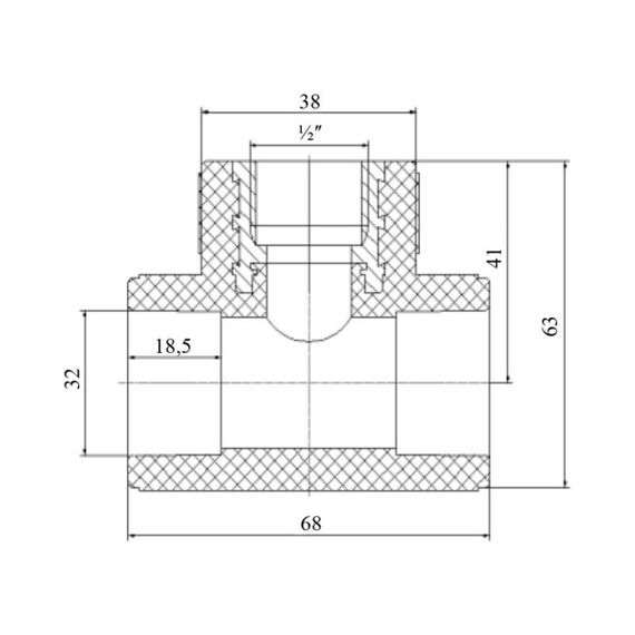 Трійник PPR Blue Ocean 32х1/2" х32 ВР SD00009248 | Зображення 1