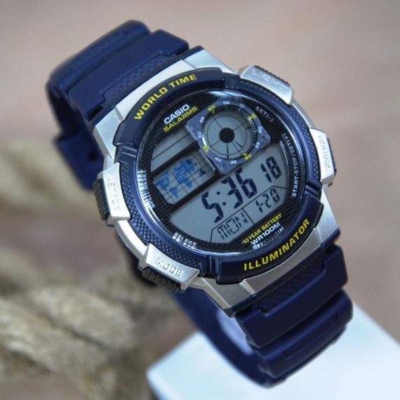 Чоловічі спортивні годинники наручні електронні сині оригінальні Casio Collection AE-1000W-2AVEF | Зображення 2