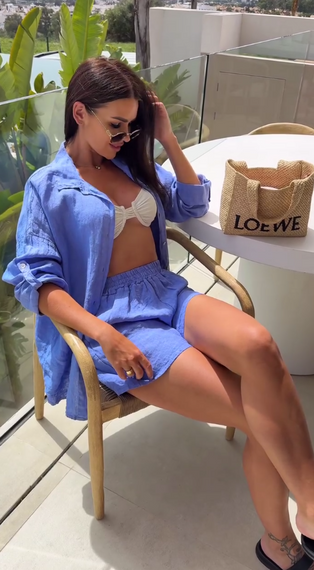 Женский летний костюм двойка шорты и рубашка LY25028 цвет синий, размер 42/44 | Зображення 2