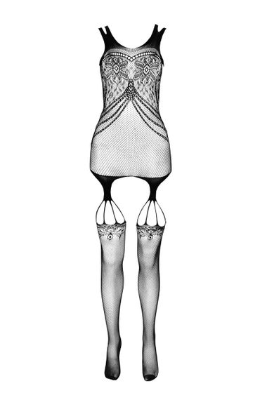 Комбінезон сітка з відкритим доступом та імітацією панчох BS070 black sexstyle | Зображення 2