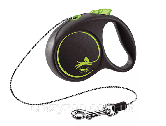 Повідець-рулетка Flexi Black Design XS трос 3 м Зелений