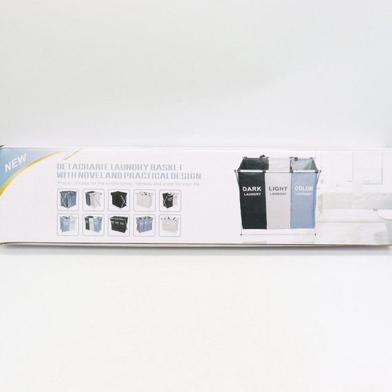 Корзина для белья на 120л в ванную комнату, 3 отсека / Складная корзина для сортировки грязного белья | Зображення 7