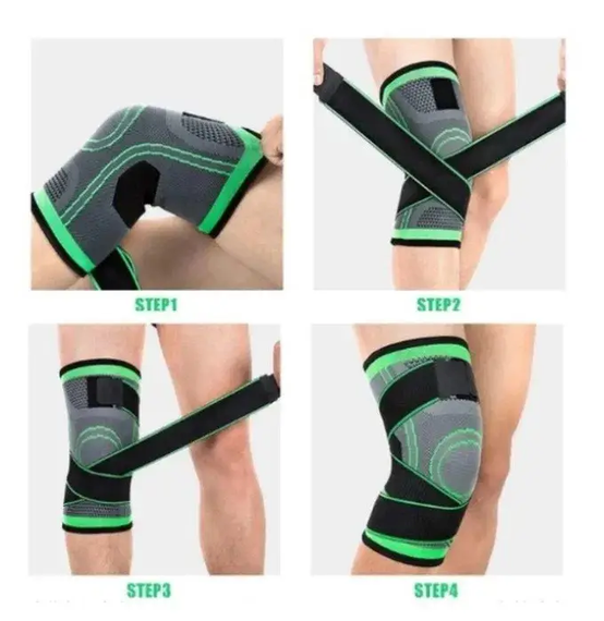Наколенник Бандаж коленного сустава Knee Support Copper Черно-зелёный фиксатор колена Компрессионный от травм растяжений | Зображення 4
