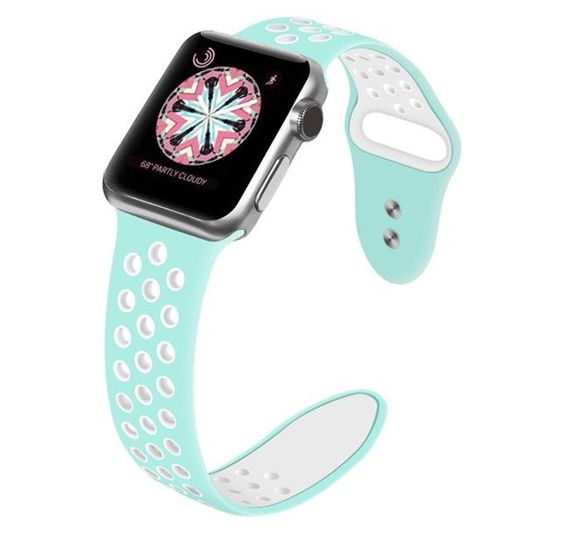 Спортивний ремінець з перфорацією Primo для Apple Watch 38mm / 40mm / 41mm - Teal&White | Зображення 1