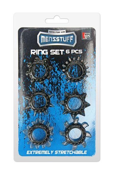 Набір кілець MENZSTUFF 6PC STRECHEABLE RING SET Sex Aura