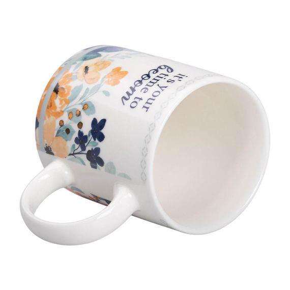 Кружка фарфоровая с цветочным принтом 400 (мл) для чая и кофе Белая RX-N240139W | Зображення 2