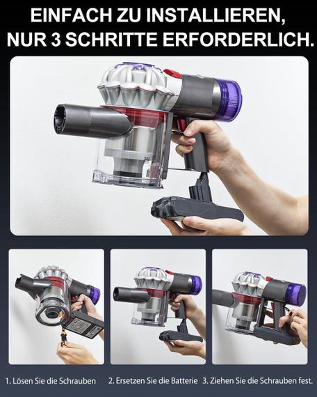 Аккумулятор для пылесоса Dyson V8 SV10 4.0 Ah с фильтром для Absolute, Animal Fluffy Motorhead сменная батарея | Зображення 2