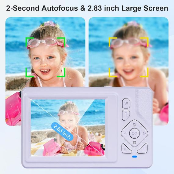 Цифровая камера 4K - 48 МП UHD с автофокусом, ЖК-экраном 2,83", 18x зумом и стабилизацией изображения (фиолето | Зображення 4