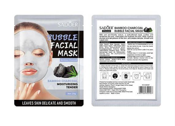 Тканинна бульбашкова маска з екстрактом деревного вугілля Sadoer, 25 г | Зображення 1