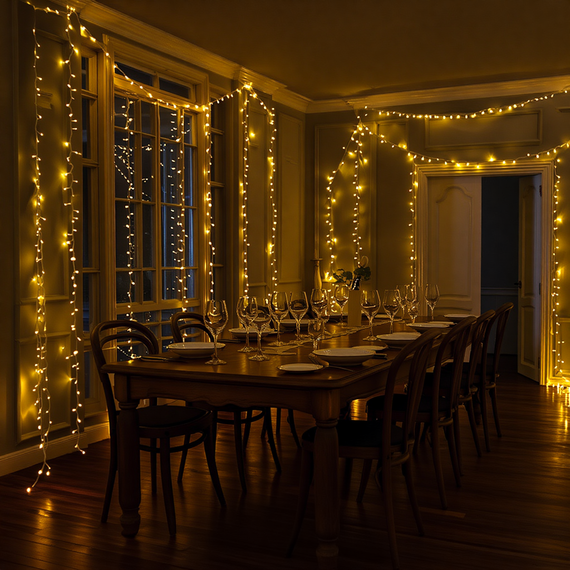 Новорічна гірлянда кімнатна нитка 14 м 160 LED чорний провід Жовтий W160LED16MBY | Зображення 2