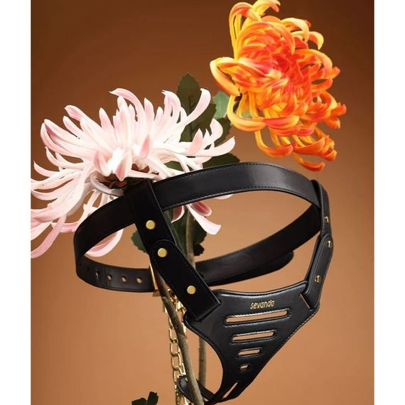 Пояс вірності жіночий з анальною пробкою S Beg & Ask Sevanda, із замком, шкіра та метал, чорний sexstyle | Зображення 7