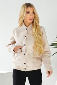 Бомбер женский искусственный кашемир, цвет светло-бежевый, 257R325