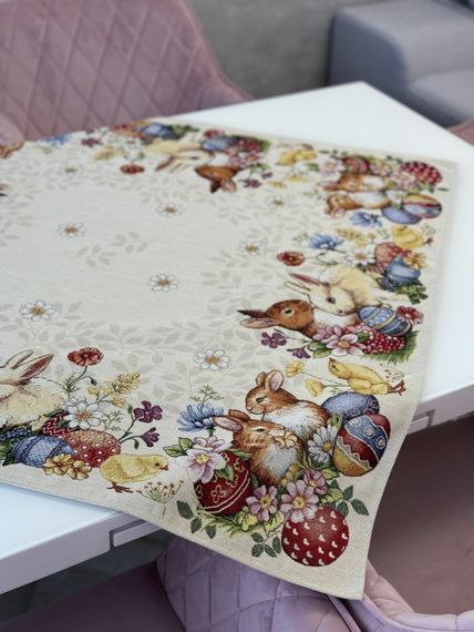 Скатертина гобеленова PRIMROSE Limaso, 93x93, Квадратна, Великодній, Без люрексу, 60% поліестер, 24% бавовна, 16% акрил, Гобелен | Зображення 1