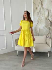Жіноча коротка сукня із софту "Classic" колір жовтий р.50/52 440230