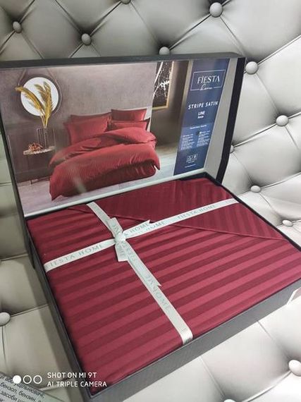 Постільна білизна Fiesta line bordo Сатин-страйп Бавовна Євро розмір (4 наволочки)