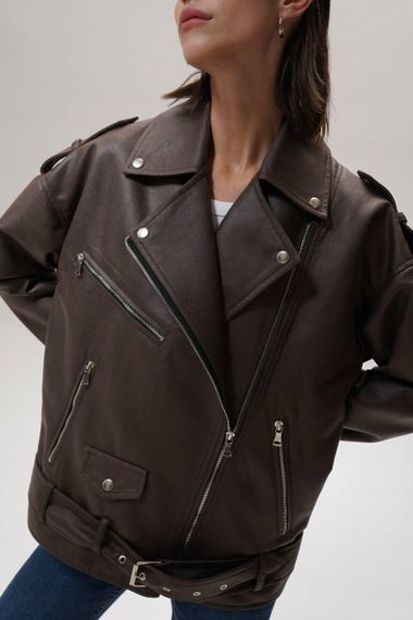 Косуха Oversize женская коричневая M-L | Зображення 8
