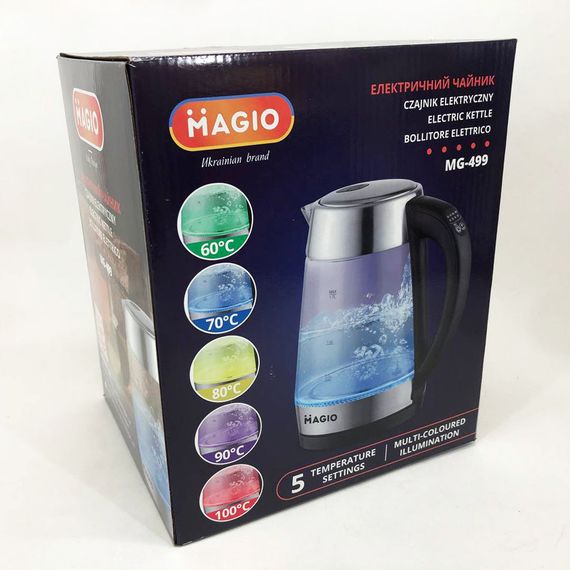Надійний електрочайник MAGIO MG-499 2000 Вт 1.7 л, Чайник скляний електричний, Стильний електрочайник TB-94 | Зображення 5
