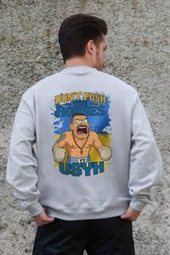 Утеплений оверсайз світшот на флісі з принтом Without Usyk Gray