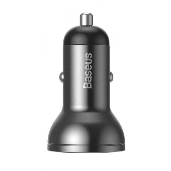 Автомобільна зарядка для телефону Baseus Digital Display Dual USB 4.8A Car Charger 24W, Темно-сірий