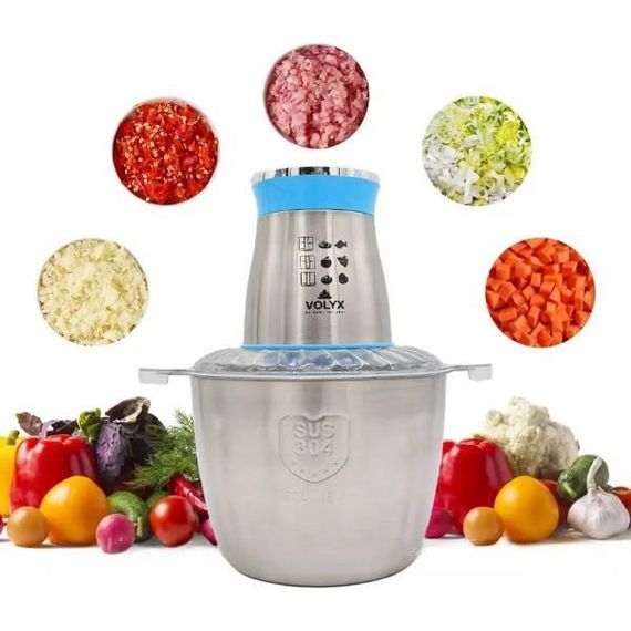 Измельчитель металлический чаша 3л 1600Вт VOLYYX Food Processor RS7315 Голубой