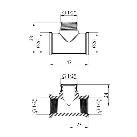 Трійник посилений LexLine 1/2" ВЗВ нікельований НК0211-Вн | Зображення 1