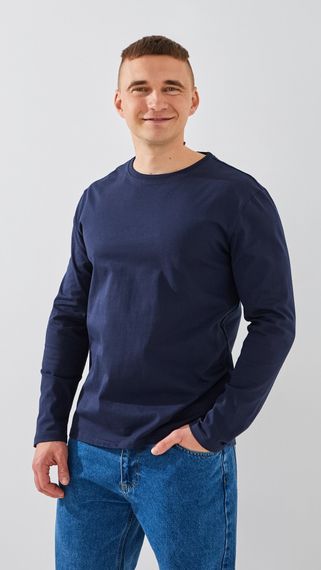 Лонгслів однотонний чоловічий GENUA G01211-0002 L Темно-синій shop (2000999393525)