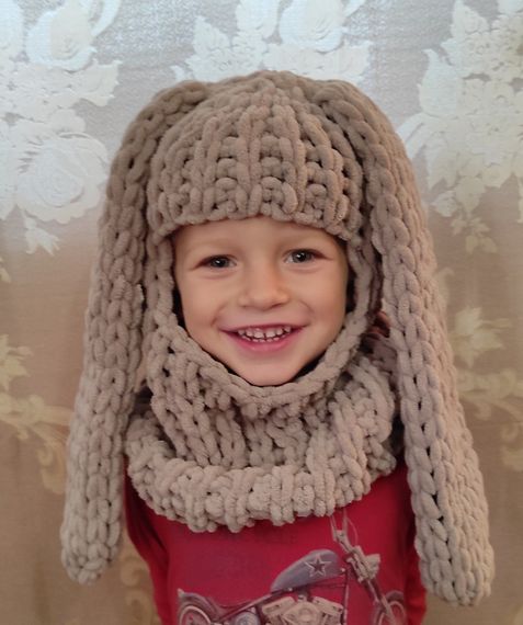 Балаклава колір 268 плюшева з вушками зайчик | Зображення 3