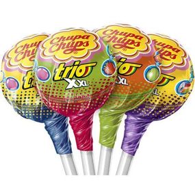 Chupa Chups, XXL Trio, 25 шт. х 29 г, Карамель Чупа Чупс на паличці, з жуйкою