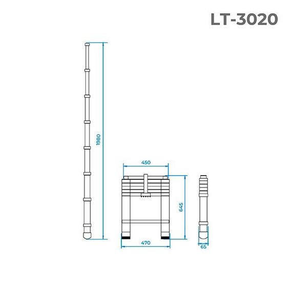 Лестница телескопическая Intertool - 2000 мм х 6 ступеней (LT-3020) | Зображення 2