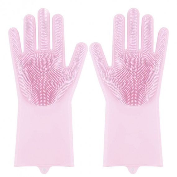 Силіконові рукавички Magic Silicone Gloves Pink для прибирання чистки миття посуду для будинку. WN-322 Колір рожевий | Зображення 5