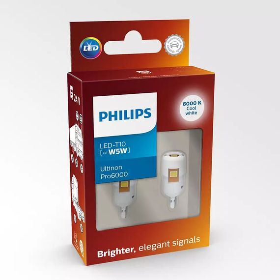 Комплект світлодіодних ламп Philips 24961CU60X2 W5W LED Ultinon Pro6000 24V W2,1x9,5d WHITE | Зображення 2