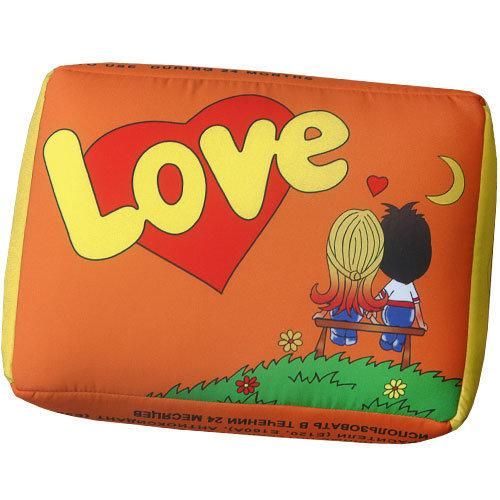 Подушка в форме жвачки оранжевая Love 34х25х12 см (LP_L005)