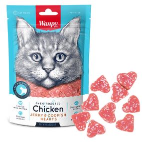 Ласощі для котів Wanpy Chicken Jerky & Codfish Hearts з куркою та тріскою 80 гр