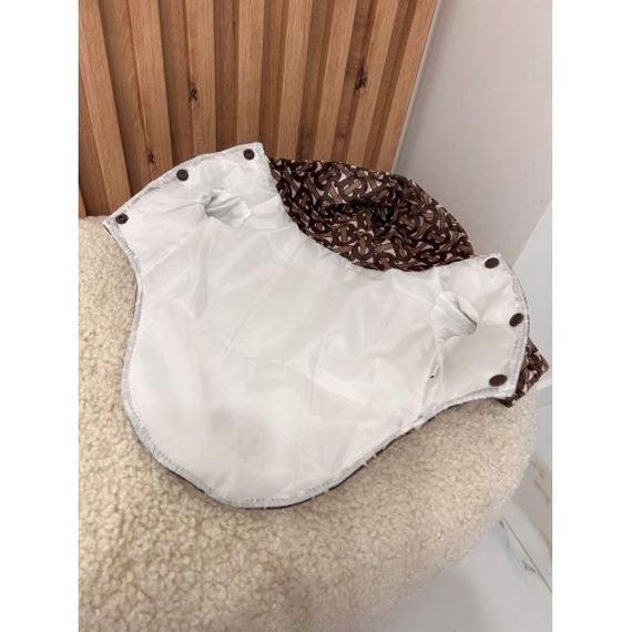 Брендовая зимняя курточка для собак BURBERRY велюровая c капюшоном, коричневая | Зображення 1