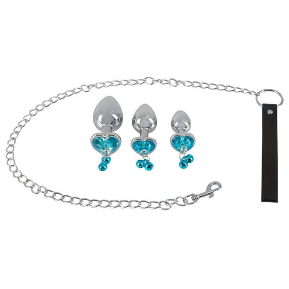 Анальні пробки з повідцем You2Toys Butt Plug Set, срібні Sex Aura | Зображення 2
