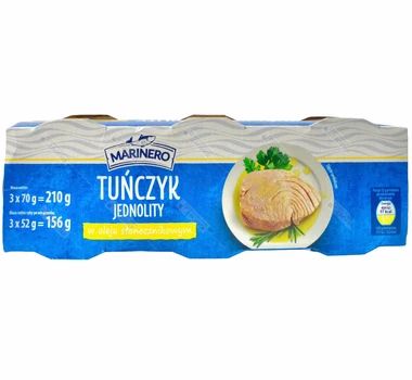 Тунец кусками в растительном масле Marinero Tunczyk, 210г, Польша, в жестяной банке