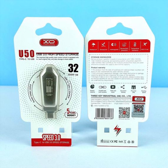 Флеш-пам'ять XO U50 USB Type-C 3.0 128Gb стальной (MAW-44129_685) | Зображення 2
