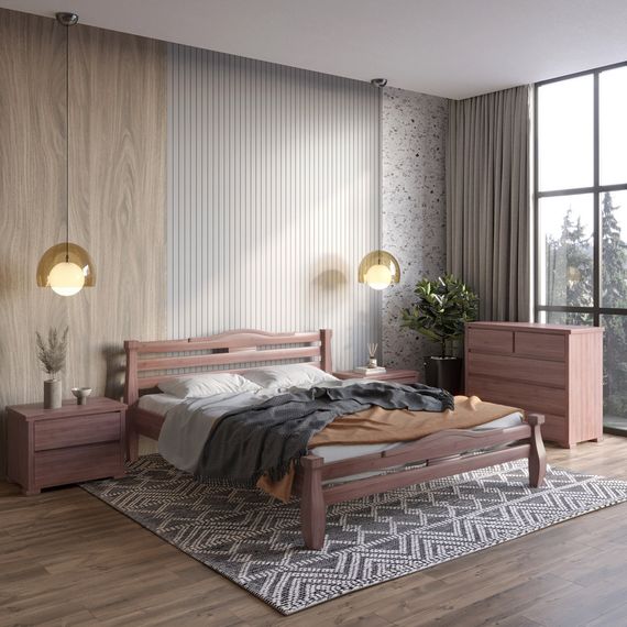 Односпальне дерев&#039;яне ліжко Mebigrand Монако Горіх лісовий 90х200 см (MBG-4239)