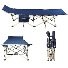 Розкладачка ліжко з м'яким матрацом 190*71*35 Синя