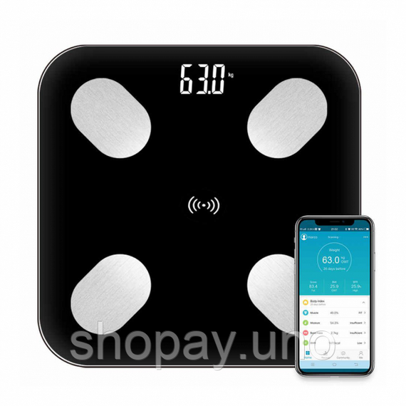 Умные Bluetooth смарт-весы напольные электронные с приложением для смартфона до 180 кг | Зображення 1