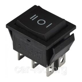 Перемикач клавішний KCD2-213, 16А, без підсвічування, ON-OFF-(ON), одна сторона возвратна, 6PIN, Чорний, Чорний