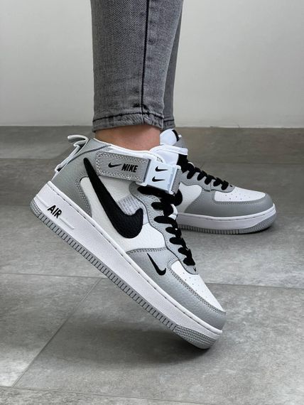 Женские кроссовки N-ike Air Force Mid Utility White Gray